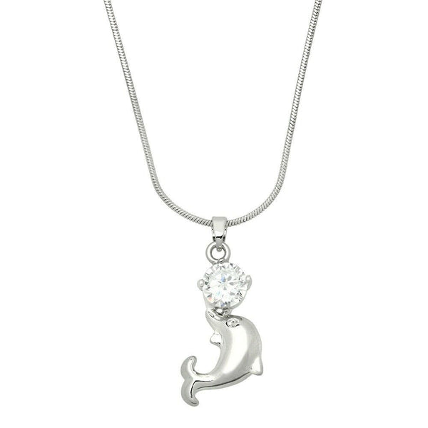 Dolphin Necklace Nose Crystal Stone Clear Beach Sea Life Gift Jewelry Party - PalmTreeSky
