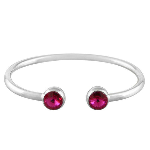 Crystal Tip Bracelet Wire Band Cuff Bangle Pave Rhinestone Evening Silver D Pink - PalmTreeSky