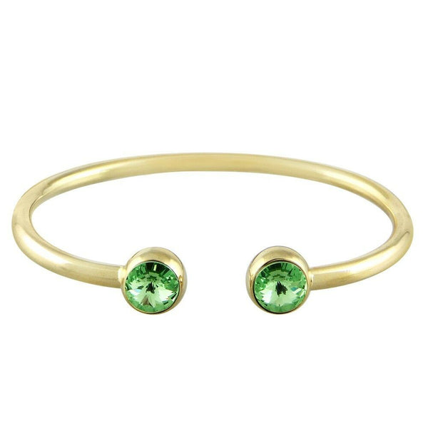 Crystal Tip Bracelet Wire Band Cuff Bangle Pave Rhinestone Evening Gold B Green - PalmTreeSky