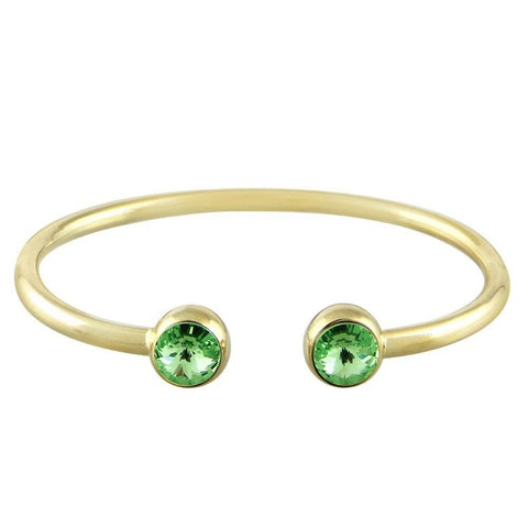 Crystal Tip Bracelet Wire Band Cuff Bangle Pave Rhinestone Evening Gold B Green - PalmTreeSky