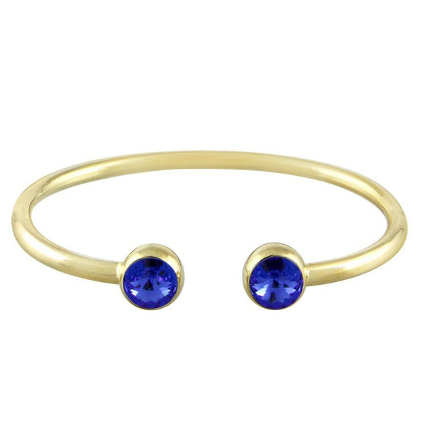 Crystal Tip Bracelet Wire Band Cuff Bangle Pave Rhinestone Evening Gold B Blue - PalmTreeSky