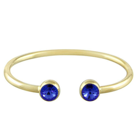 Crystal Tip Bracelet Wire Band Cuff Bangle Pave Rhinestone Evening Gold B Blue - PalmTreeSky