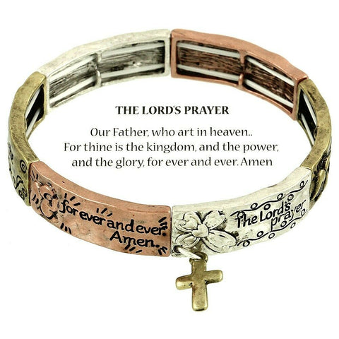 Lord's Prayer Bracelet Heart Cross Prayer Love Our Father Kingdom Glory MULTI - PalmTreeSky
