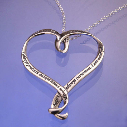 Love Is Patient Necklace Engrave Religious STERLING SILVER Corinthians 13:48 - PalmTreeSky