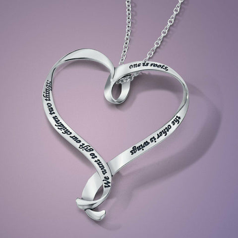 We Want to Gift our Children Two Things Necklace Roots Wings Mother Mom STERLING - PalmTreeSky