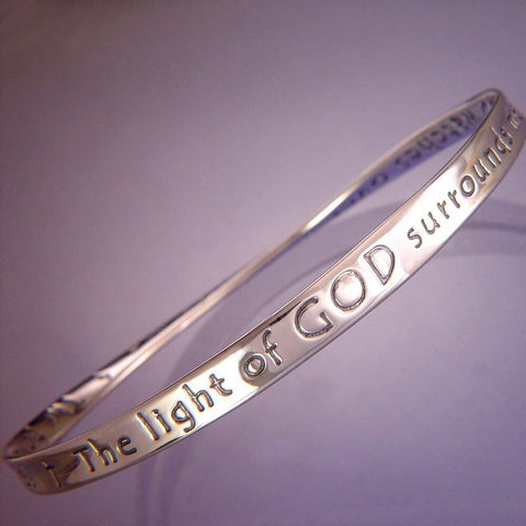 Light of God Bracelet Bangle Inspirational Message STERLING SILVER Freeman Unity - PalmTreeSky