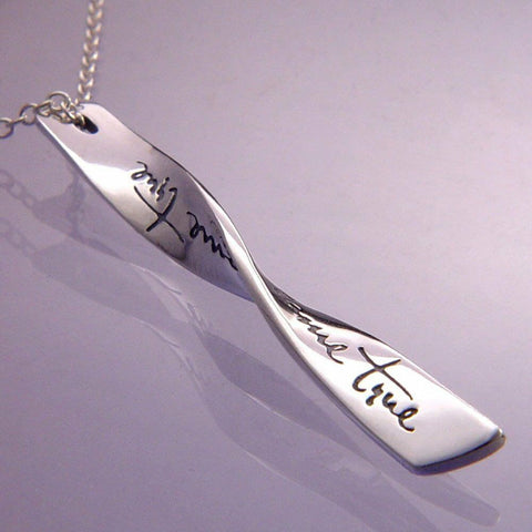 Wishes Do Come True Necklace Engraved Stamped Inscription STERLING SILVER 0.925 - PalmTreeSky