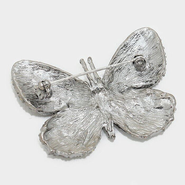 Butterfly Pin Brooch Pave Rhinestone Crystals Flower Floral Jewelry CLR AB S - PalmTreeSky