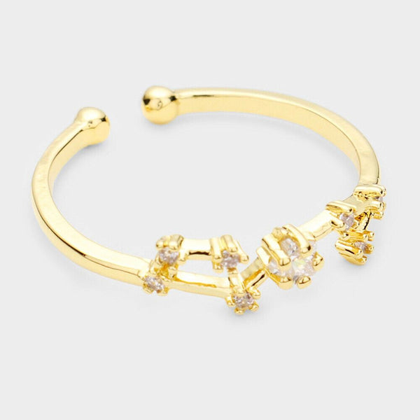 Secret Box Ring Zodiac Sign SCORPIO CZ Cuff Celestial Horoscope 14k GOLD DIPPED - PalmTreeSky