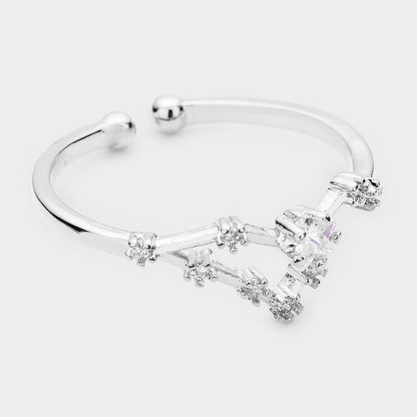 Secret Box Ring Zodiac Sign LEO CZ Cuff Celestial Horoscope WHITE DIPPED - PalmTreeSky