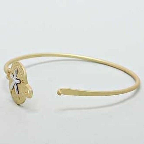 Sand Dollar Bangle Bracelet MATTE GOLD Clasp Sealife Beach Starfish Ocean Surf - PalmTreeSky