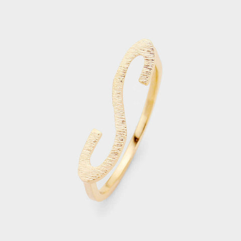 Monogram Initial Ring Block Letter S Metal SIZE 7 Thin Font .02"H GOLD Jewelry - PalmTreeSky