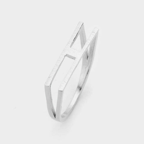 Monogram Initial Ring Block Letter H Metal SIZE 7 Thin Font .02"H SILVER Jewelry - PalmTreeSky