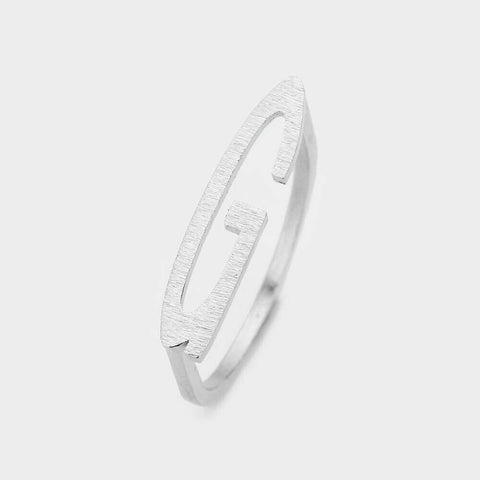 Monogram Initial Ring Block Letter G Metal SIZE 7 Thin Font .02"H SILVER Jewelry - PalmTreeSky