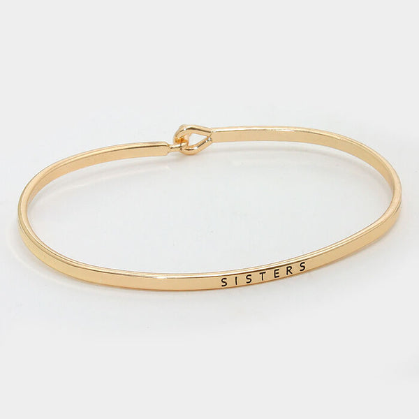 Message Bracelet Sister Sisters Friend Metal GOLD Personal Engrave Jewelry - PalmTreeSky