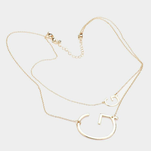 Initial Necklace Small Large Side Letter G Layered Monogram 2 Necklaces GOLD - PalmTreeSky