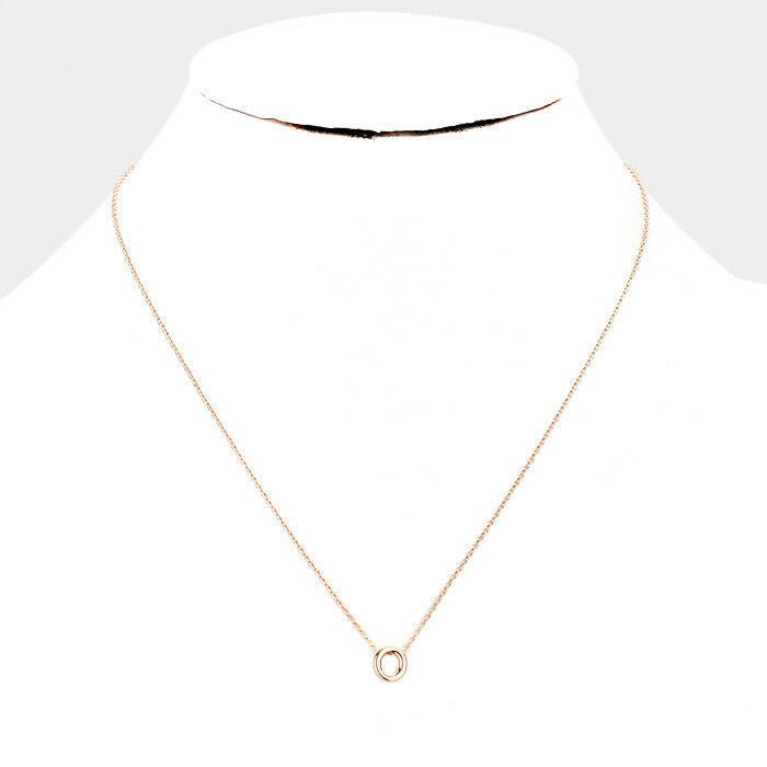 Initial Necklace Tiny .3" Monogram Letter O Plain Simple Small Charm ROSE DIPPED - PalmTreeSky