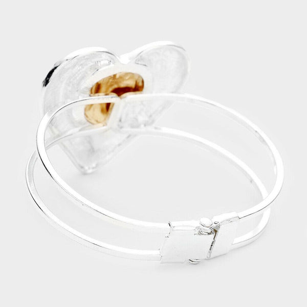 Heart Angel Wings Bracelet MOM'S BLESSING Message Hinge Bangle SIL GLD Jewelry - PalmTreeSky
