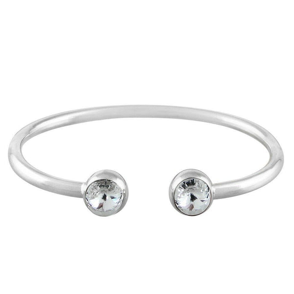 Crystal Tip Bracelet Wire Band Cuff Bangle Pave Rhinestone Evening Silver Clear - PalmTreeSky