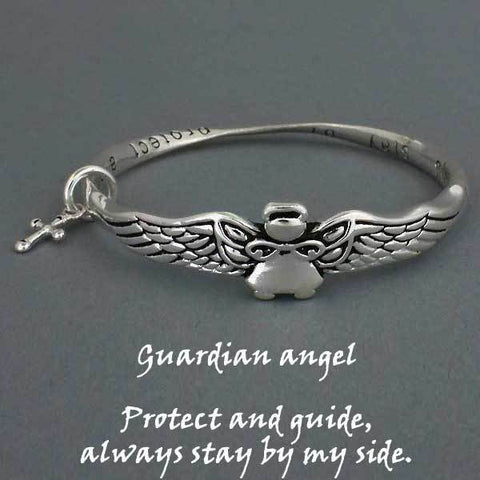 Guardian Angel Bracelet Protect and Guide Wings SILVER Inspirational Jewelry - PalmTreeSky