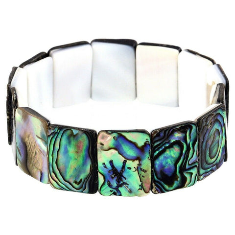 Abalone Shell Bracelet Stretch Rectangle Shape Sealife Beach Starfish Surf Jewelry - PalmTreeSky