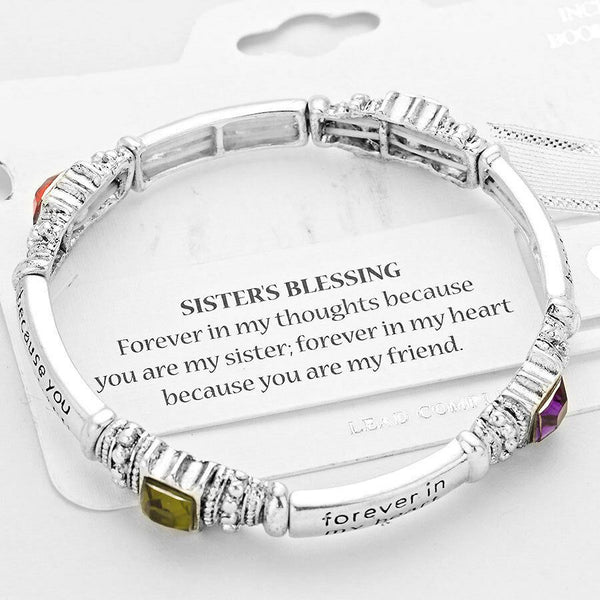 Sister Bracelet Forever In My Thoughts My Friend SILVER MULTI Message Jewelry - PalmTreeSky