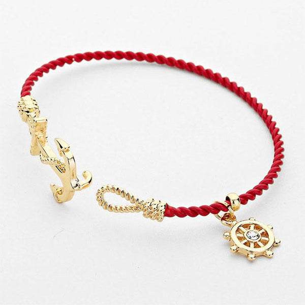 Bracelet RED Twisted Metal Nautical Beach Bangle Jewelry - PalmTreeSky